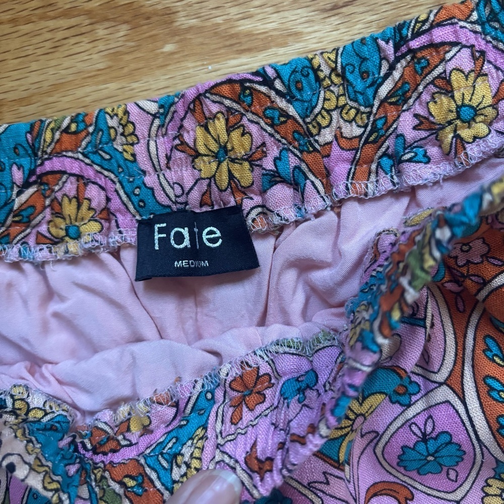 Fate Multicolor Paisley Women’s Pants Linen Blend Wide Leg Boho Hippie Sz Medium - Picture 2 of 6